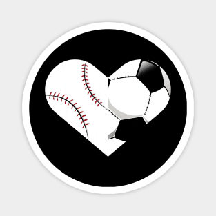 Soccer Baseball Heart Shirt, Sports Tee, Baseball, Soccer Magnet